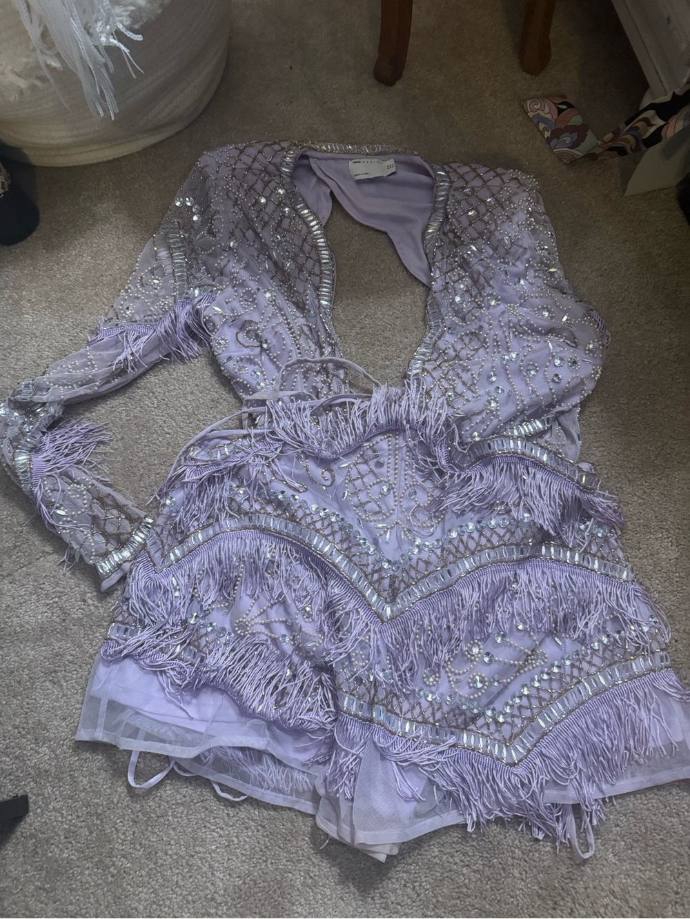 ASOS Lavender Beaded Fringe Romper